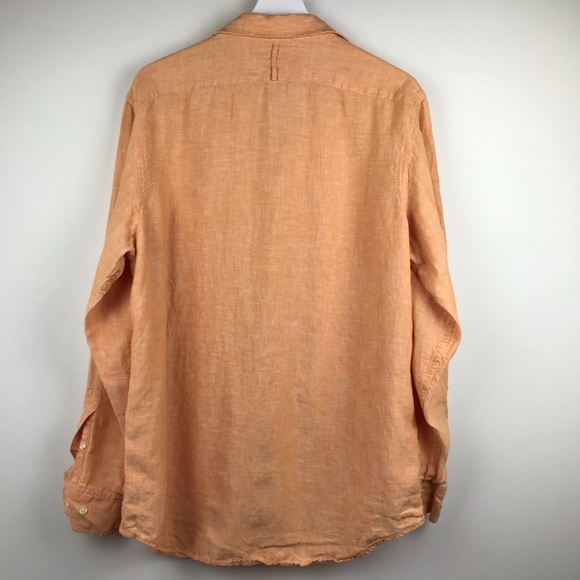 Banana Republic Orange Linen Button Down Shirt - Picture 3 of 12
